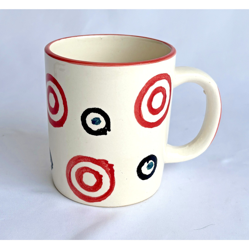 Royal Norfolk White Coffee Mug Red and Black Circles